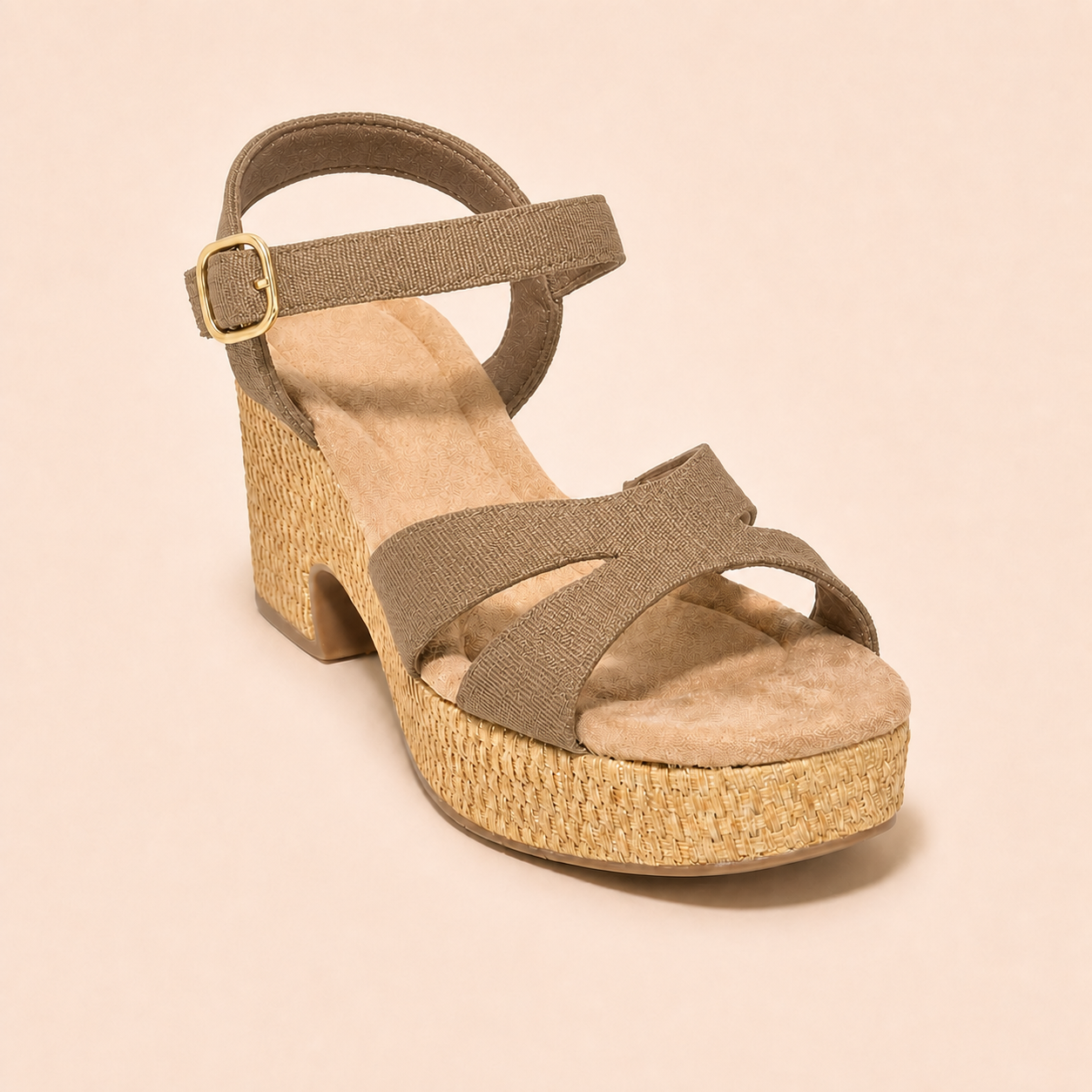 Women’s Comfy Cross-Strap Woven Platform Sandals