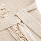 Fringed Wool-blend Knit Wrap Cardigan With Belt