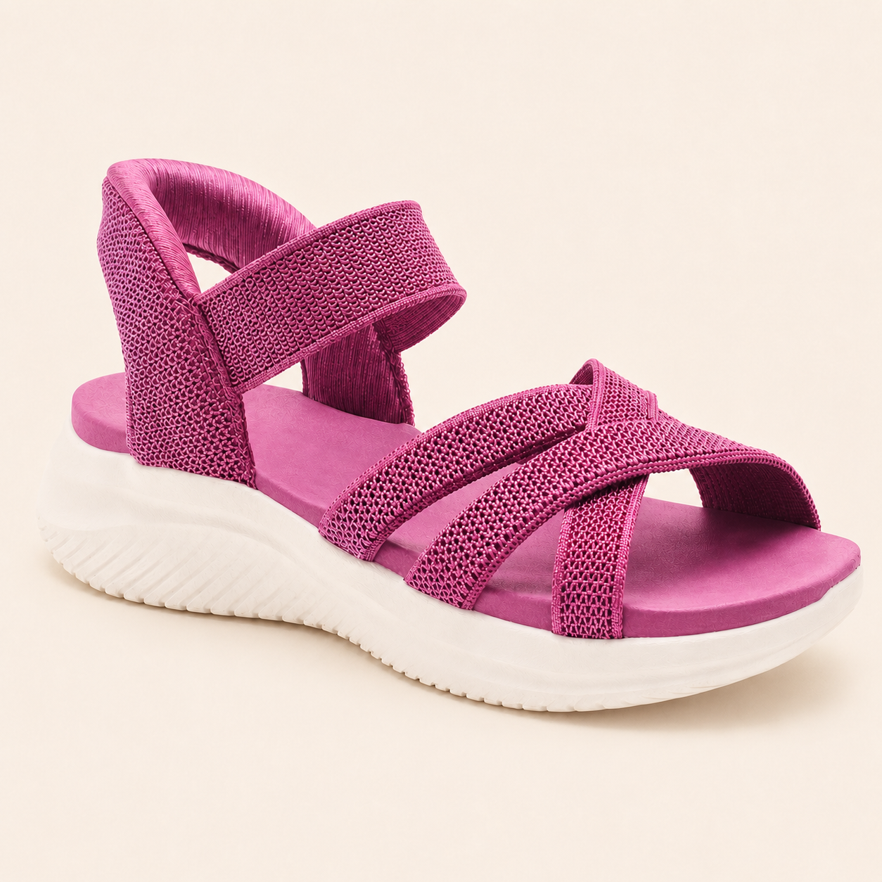 Women's Comfy Knit Cross-Strap Cushioned Walking Sandals