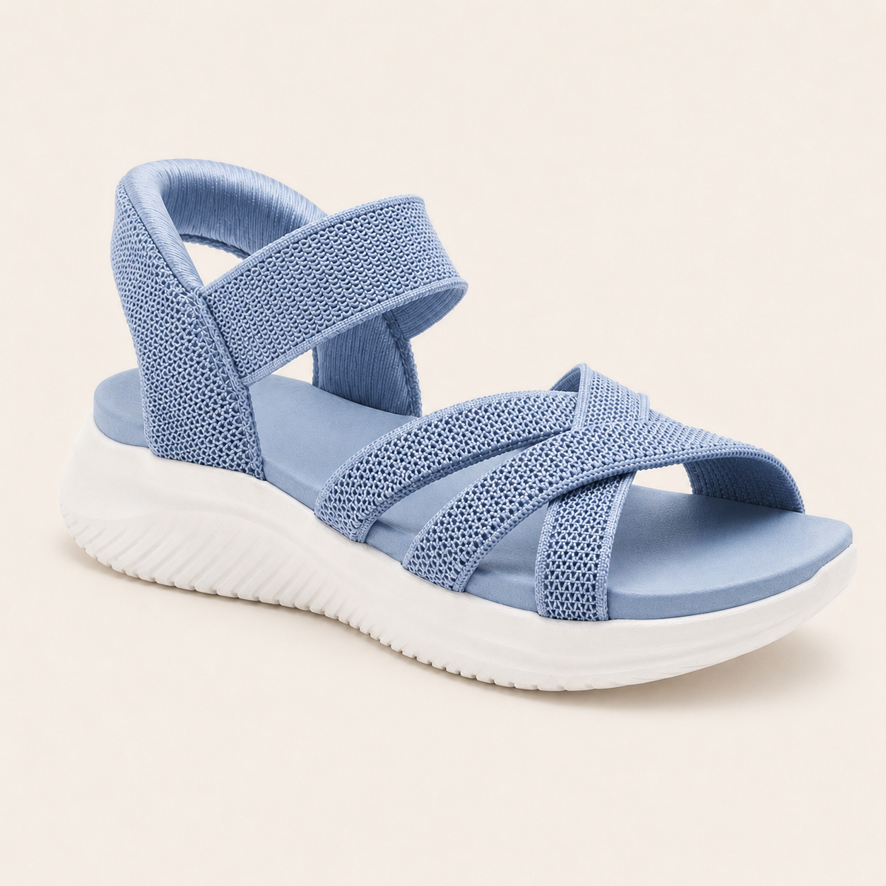 Women's Comfy Knit Cross-Strap Cushioned Walking Sandals