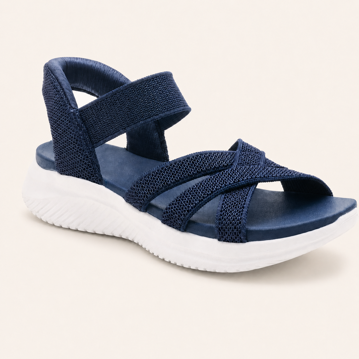 Women's Comfy Knit Cross-Strap Cushioned Walking Sandals