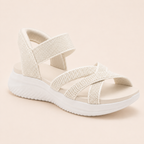 Women's Comfy Knit Cross-Strap Cushioned Walking Sandals