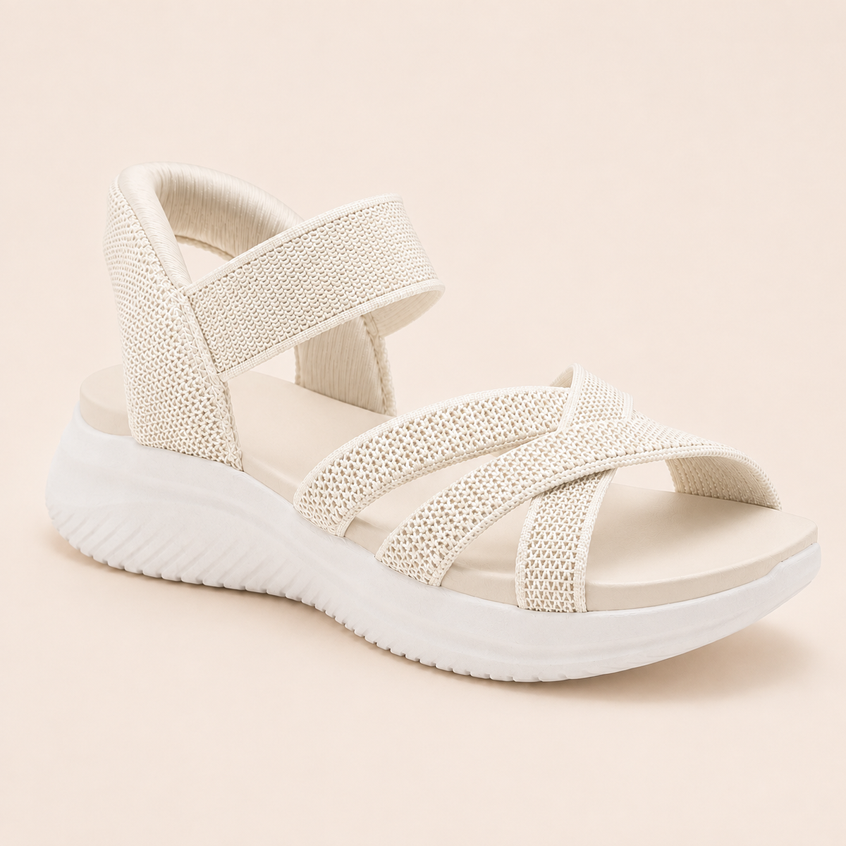 Women's Comfy Knit Cross-Strap Cushioned Walking Sandals